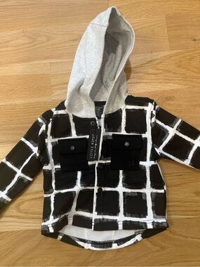 NWT ✨ Little Bipsy Black & White Grid Hooded Button-Up Jacket